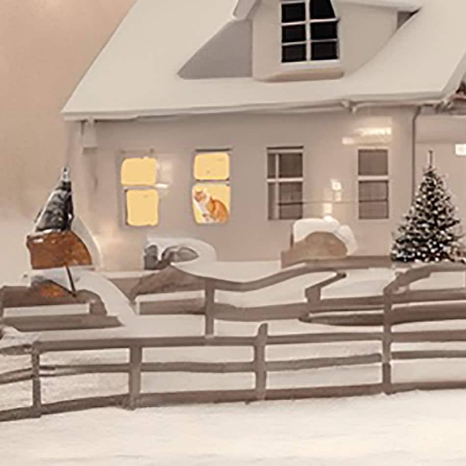 Peeping Tom's Cottage 16 x 4 inches Winter Harmony: Handcrafted Ceramic Tile with Idyllic Farmhouse Scene - Peeping Tom's Cottage Exclusive