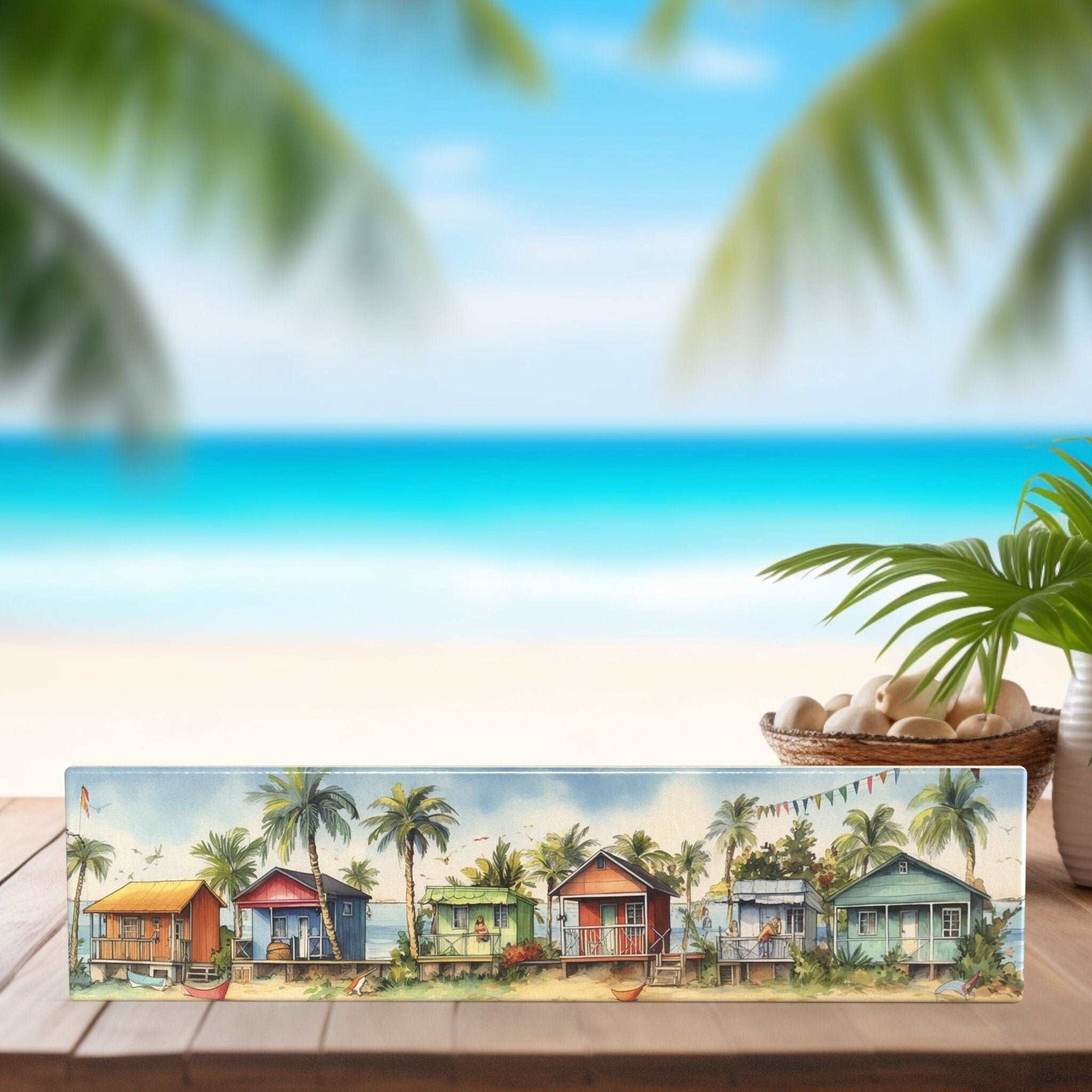 Peeping Tom's Cottage Custom Printed Tile 16 x 4 inches Sunny Coastal Cabins Watercolor Decorative Tile - Exotic Home Accent