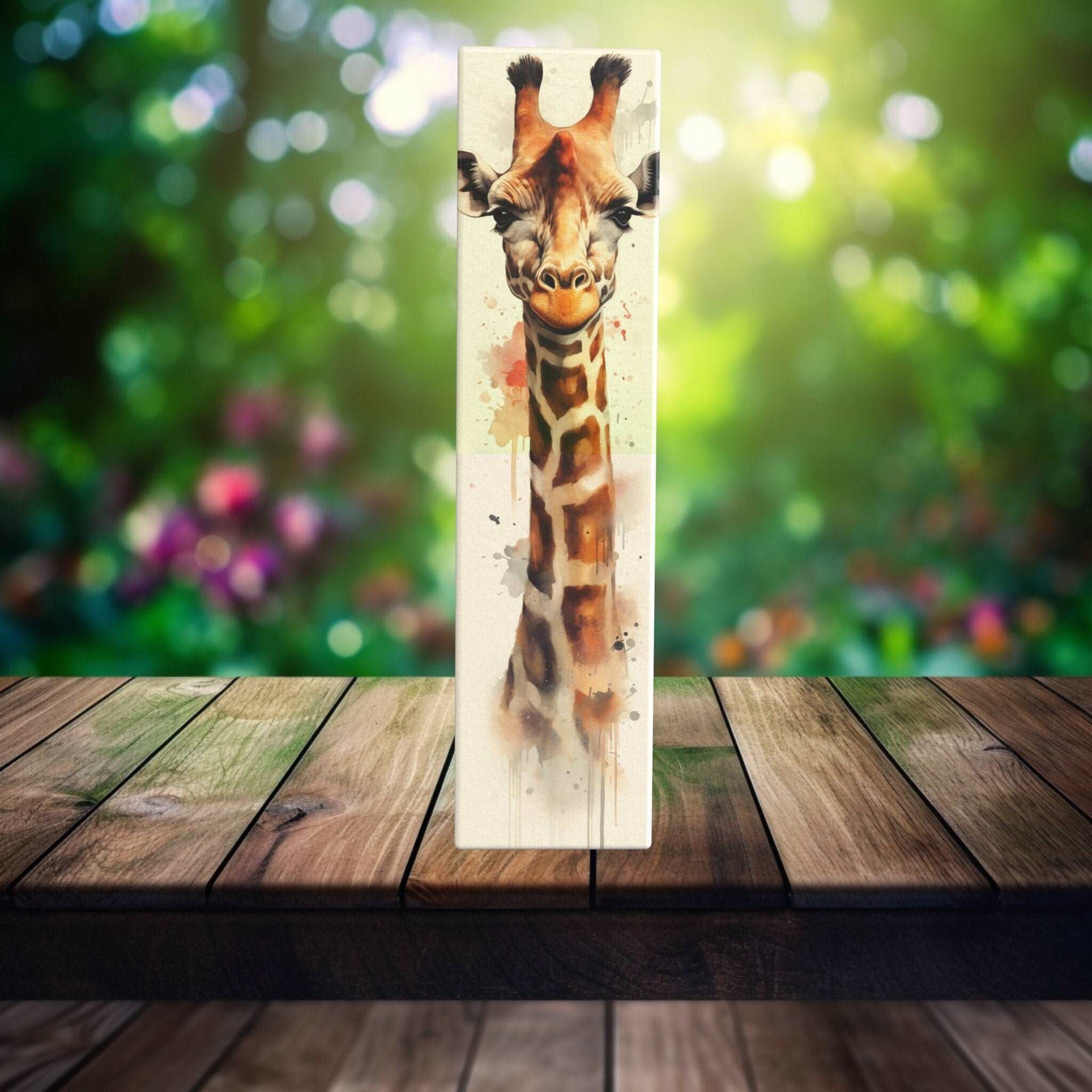 Peeping Tom's Cottage Custom Printed Tile 4 x 16 inch Watercolor Wildlife Giraffe Tile - Bold Conversation Piece