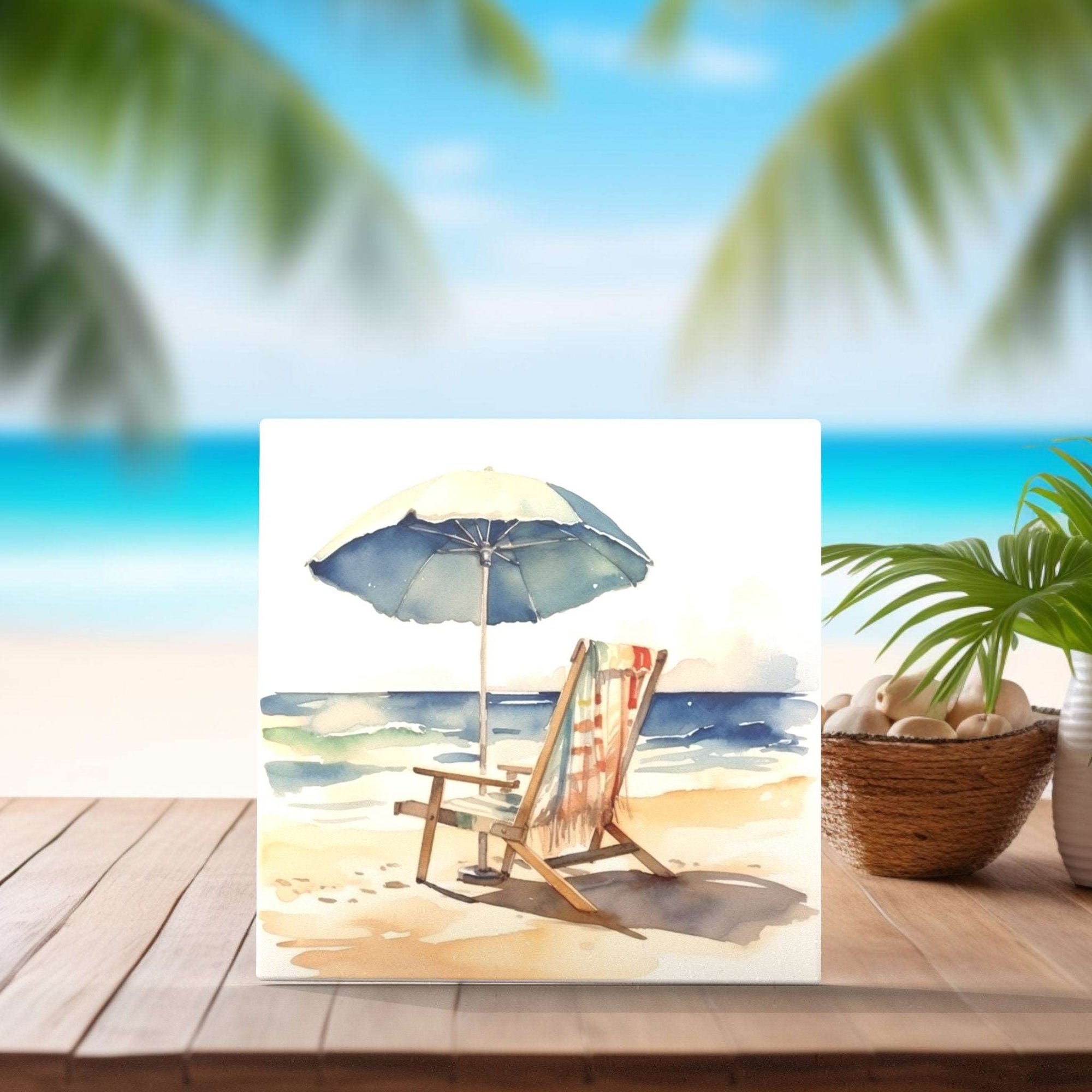 Peeping Tom's Cottage Custom Printed Tile Seaside Serenity Watercolor Ceramic Tile - Coastal Living Decor