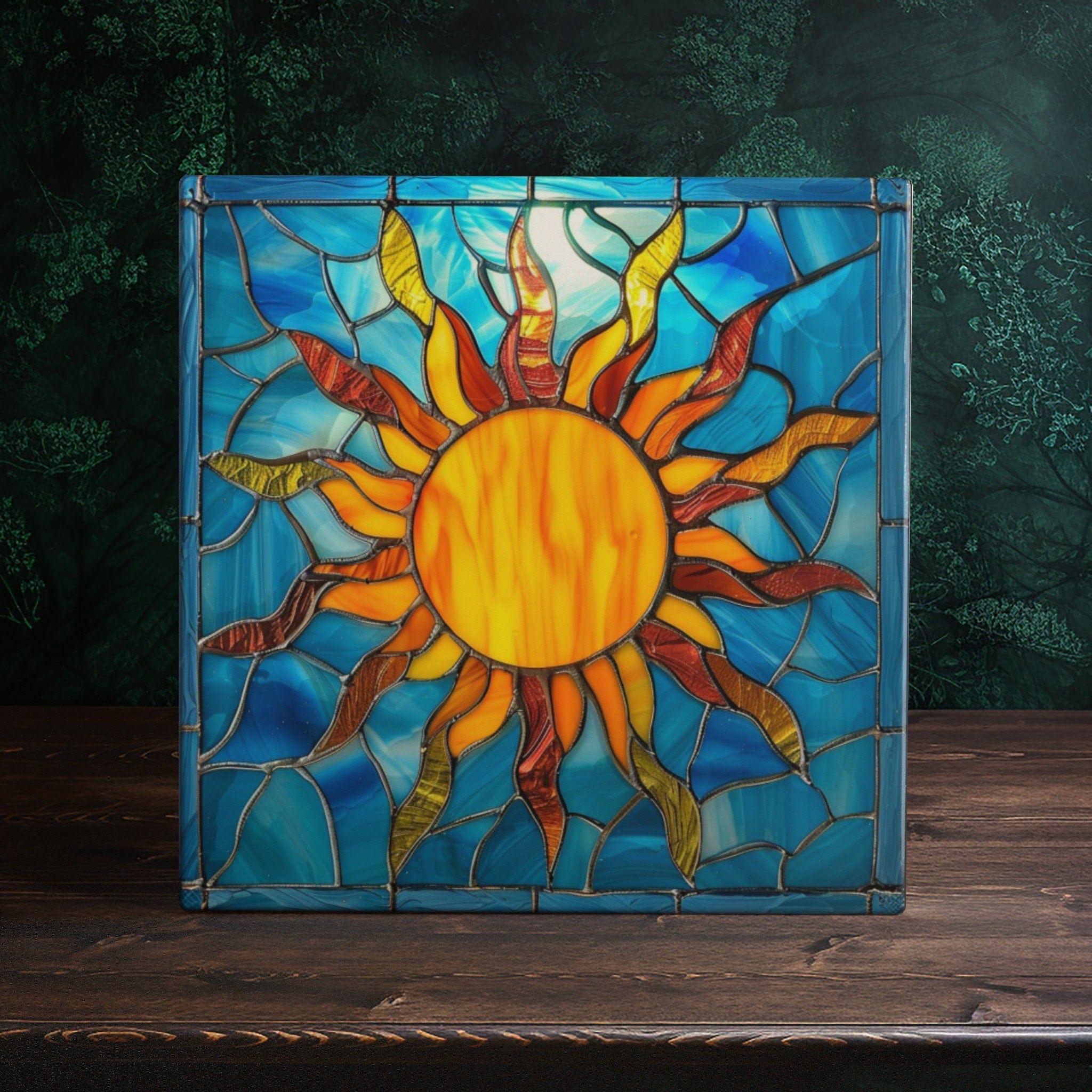 Solar Radiance Decorative Ceramic Tile - Stained Glass-like
