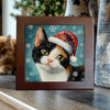 Calico Cat in Santa Hat – Christmas Cat Porcelain Tile