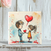 Cherished Moments: Handcrafted Artistic Tile with Heartfelt Valentine's Doodle for Romantic Home Decor