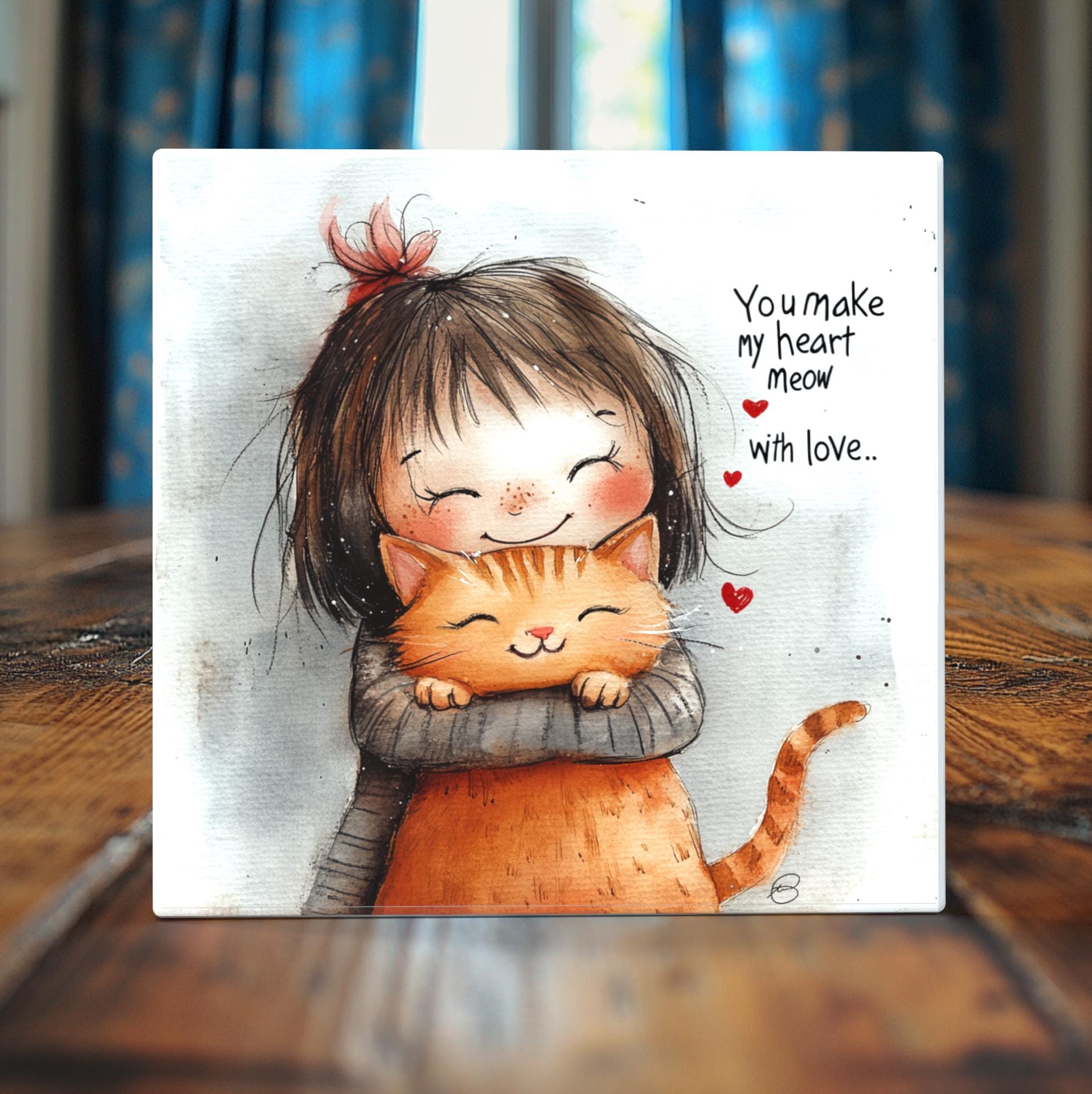 You Make My Heart Meow Ceramic Tile – Adorable Cat Lover’s Décor