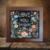 Embroidered Elegance Ceramic Tile - Handcrafted Floral Mother's Day Love You Mom