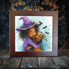 Witch’s Best Friend: Halloween Hug Artwork on Porcelain Tile - 6” & 4” | Dual Finish