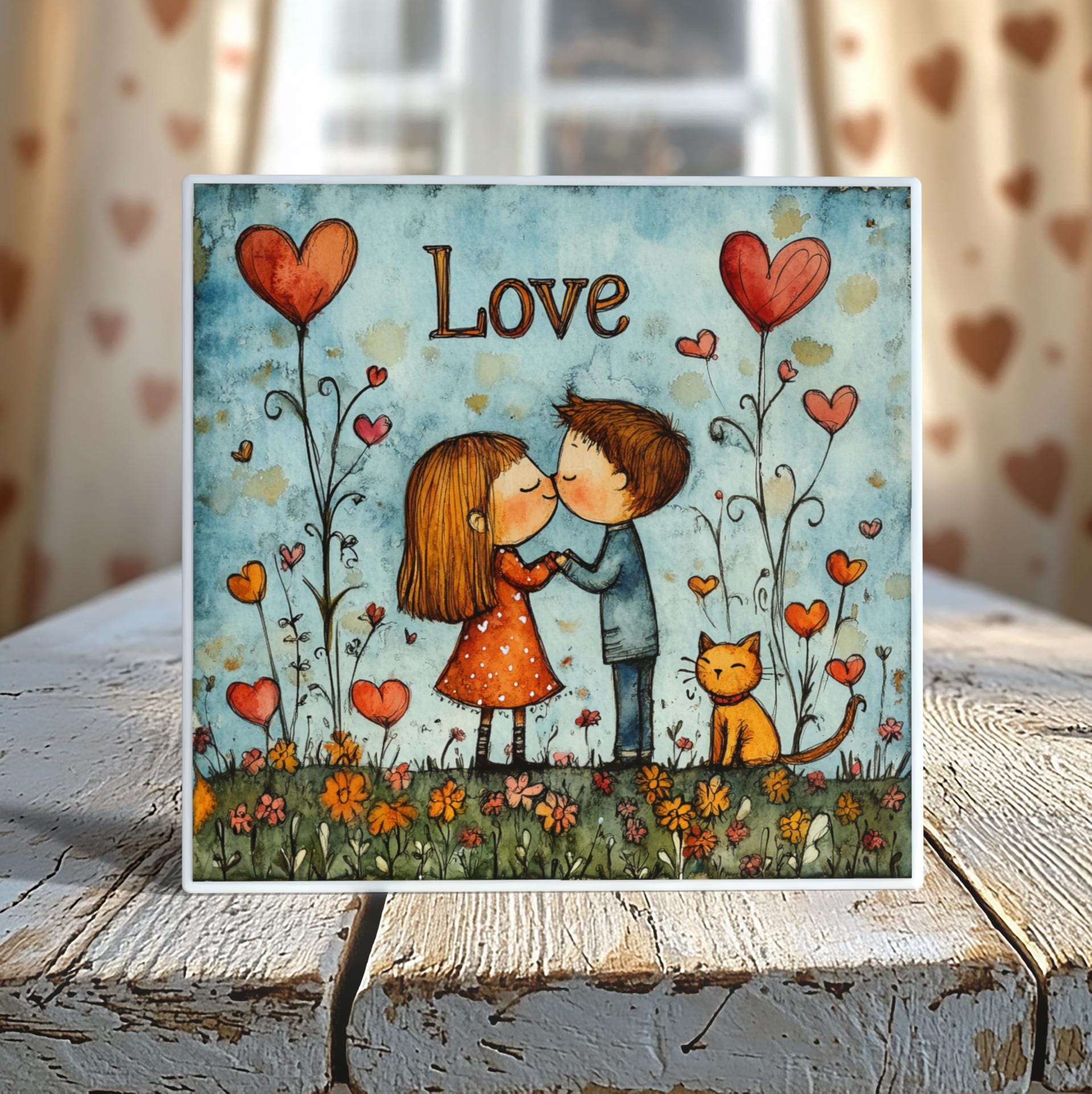 Love in Bloom Watercolor Tile - 4-Inch or 6-Inch | Peeping Tom’s Cottage