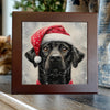 Black Lab in Santa Hat – Christmas Dog Porcelain Tile