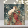 Old World Santa Porcelain Tile Art – Vintage Christmas Folk Art Decor