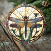 Whispering Garden Dragonfly Ornament – Double Sided Porcelain Keepsake – Stained Glass Look Holiday or Memorial Gift