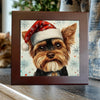 Yorkshire Terrier in Santa Hat – Christmas Dog Art Tile
