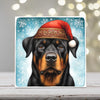 Rottweiler in Santa Hat – Christmas Dog Porcelain Tile