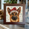 German Shepherd in Santa Hat – Christmas Dog Art Tile