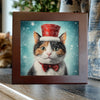 Calico Cat in Top Hat and Bow Tie – Christmas Cat Porcelain