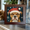 Grumpy Pit Bull in Santa Hat – Christmas Dog Porcelain Tile