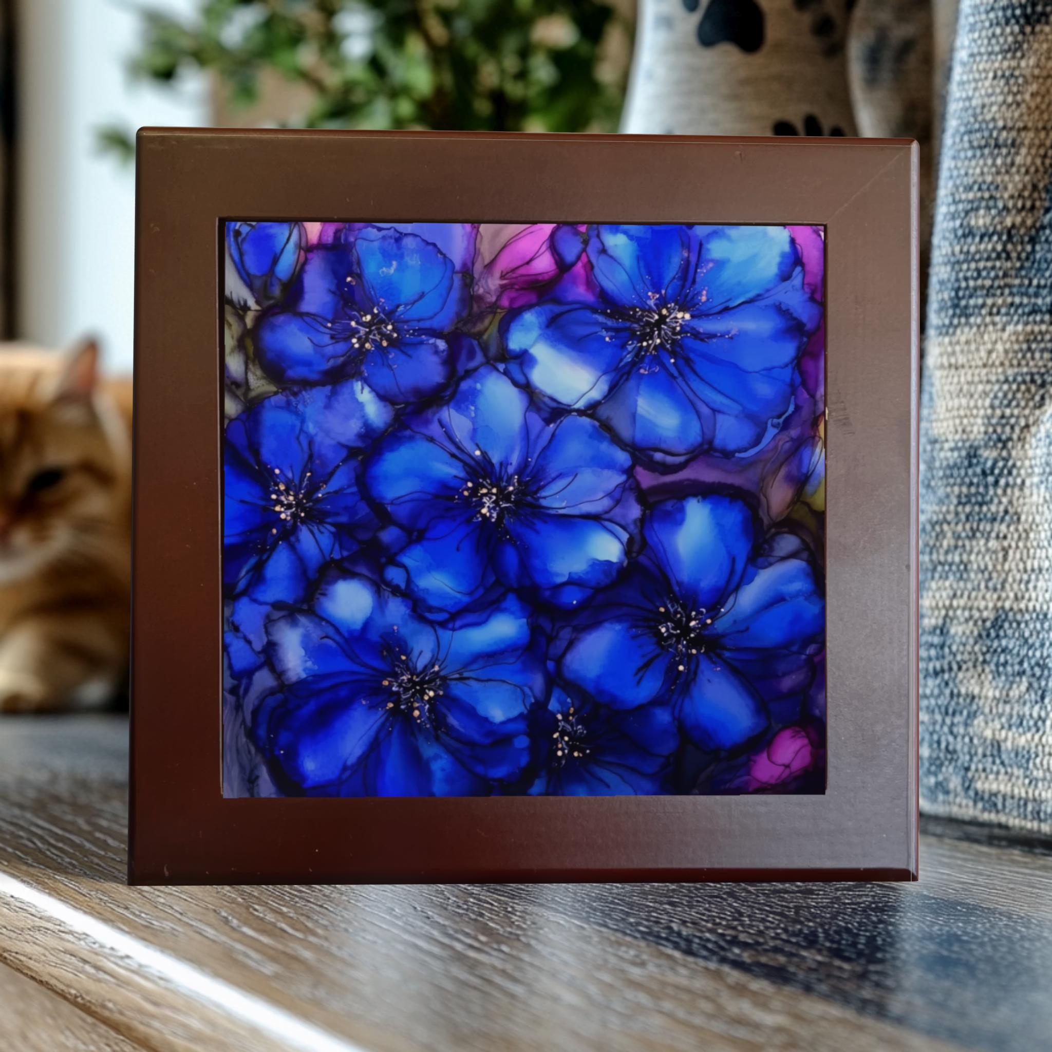 Blue Velvet Blossoms Porcelain Tile — Blossoms Collection
