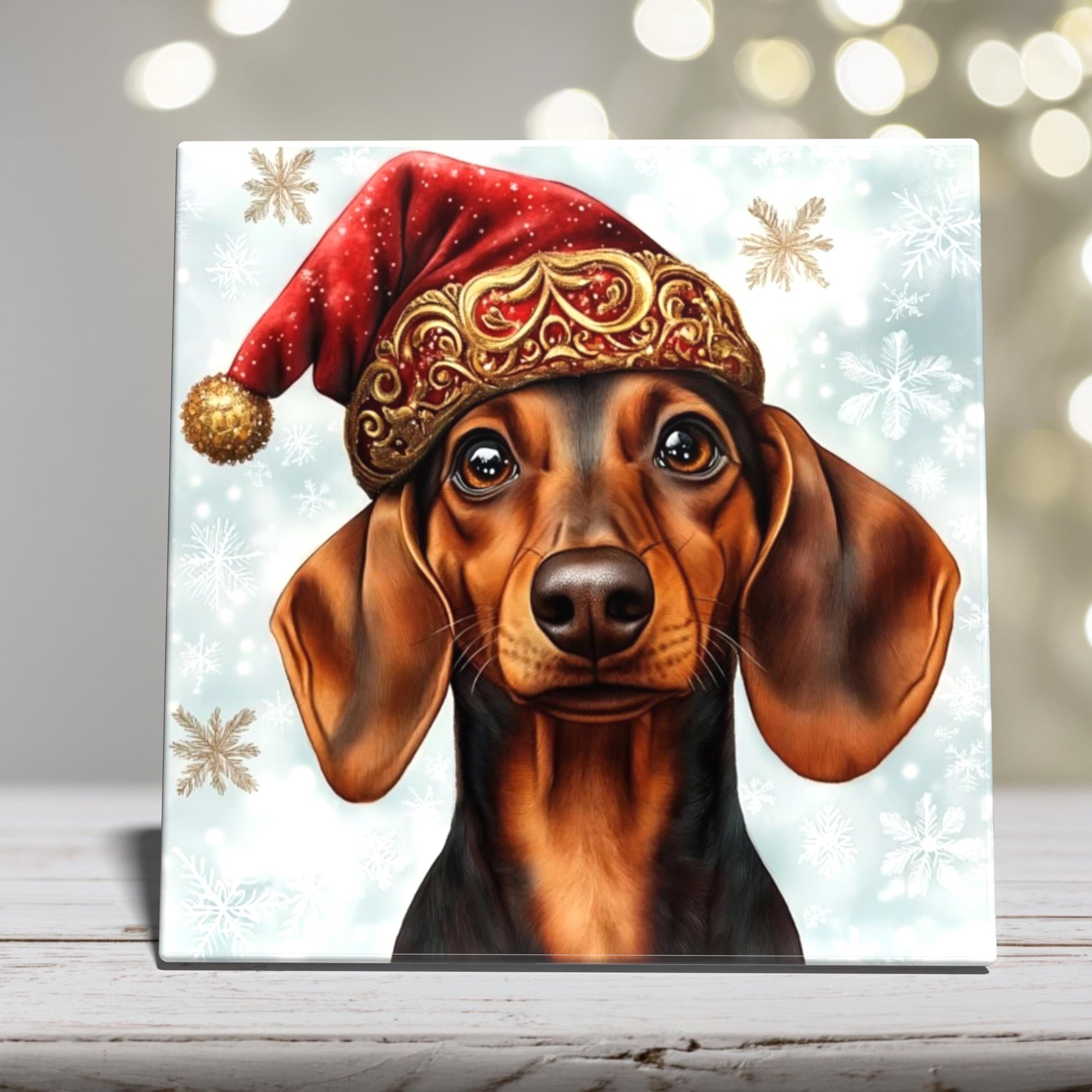 Dachshund in Royal Santa Hat – Christmas Dog Porcelain