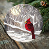 Cardinal Christmas Ornament – Porcelain Stained Glass Look – Double Sided – Sold Individually or as Set of 7