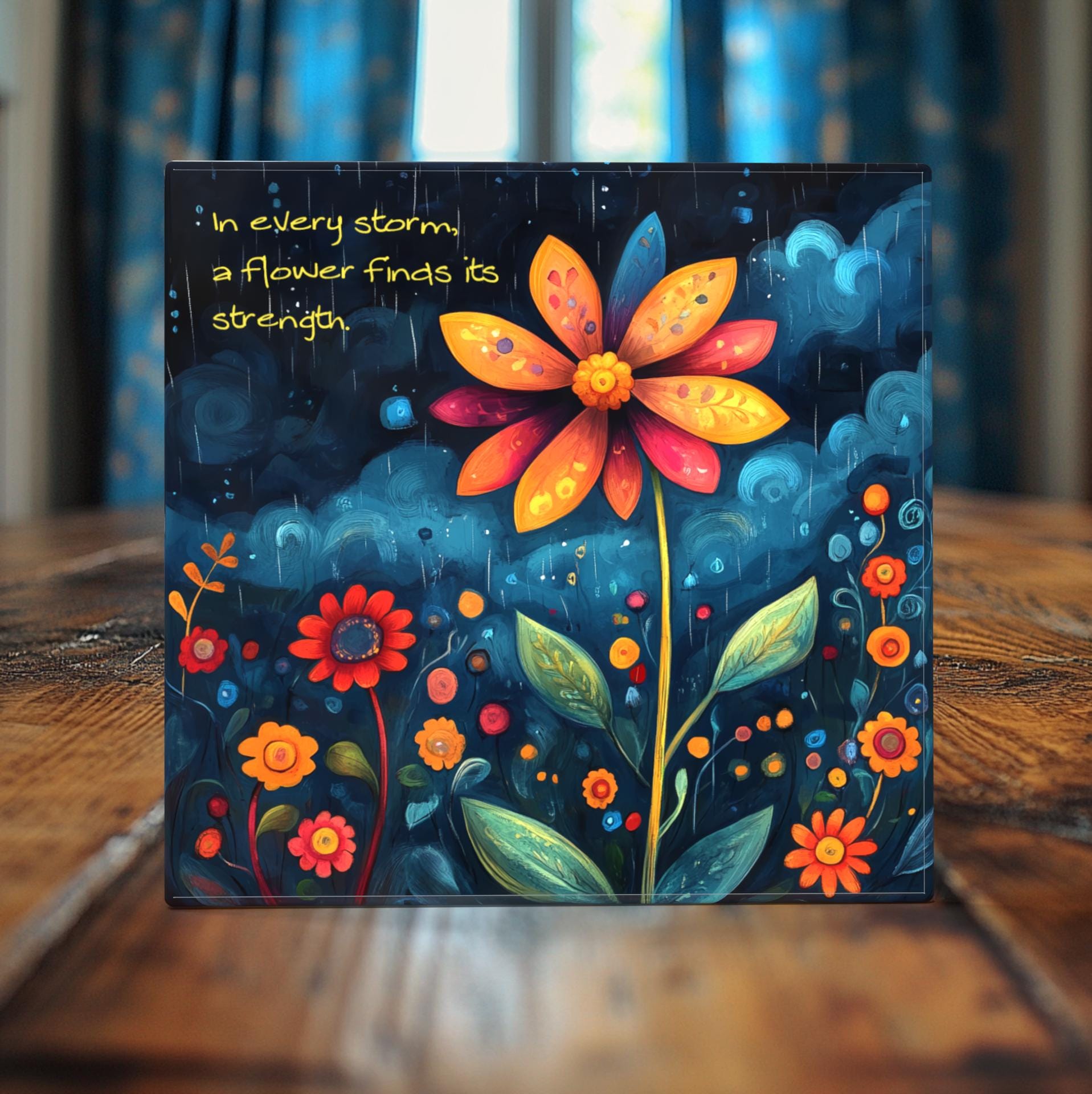 In Every Storm Ceramic Tile – Uplifting Art for Strength and Resilience