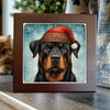 Rottweiler in Santa Hat – Christmas Dog Porcelain Tile