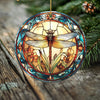Amber Grace Dragonfly Ornament – Double Sided Porcelain Keepsake – Stained Glass Look Holiday Memorial Gift