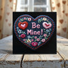 Be Mine Embroidery Look Heart Tile - 4-Inch or 6-Inch | Peeping Tom’s Cottage