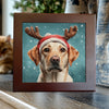Yellow Lab in Reindeer Antlers – Christmas Dog Porcelain Tile