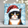 Tortoiseshell Cat in Santa Hat – Christmas Cat Porcelain Tile