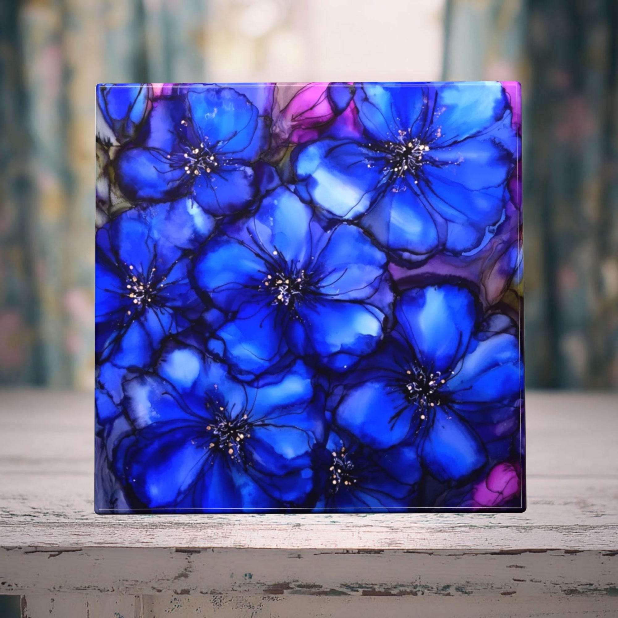 Blue Velvet Blossoms Porcelain Tile — Blossoms Collection