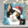 Calico Cat in Santa Hat – Christmas Cat Porcelain Tile