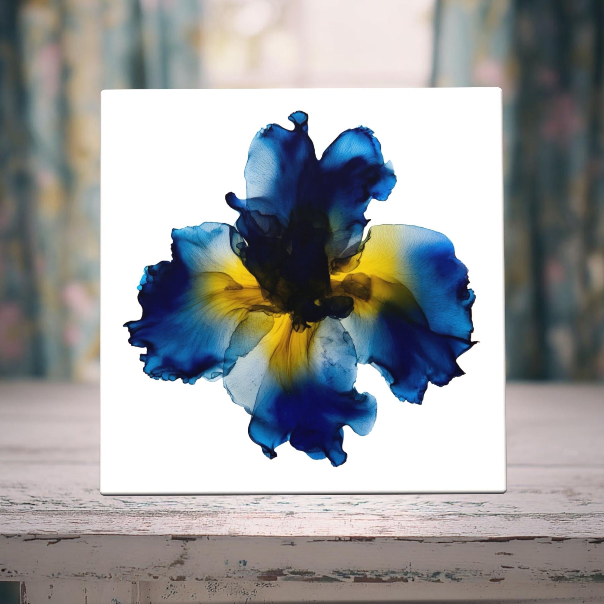 Midnight Gold Iris Porcelain Tile — Blossoms Collection