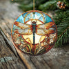 Sunlit Garden Dragonfly Ornament – Double Sided Porcelain Keepsake – Stained Glass Look Memorial Gift
