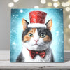 Calico Cat in Top Hat and Bow Tie – Christmas Cat Porcelain