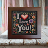 I Heart Love You Embroidery Look Tile - 4-Inch or 6-Inch | Peeping Tom’s Cottage