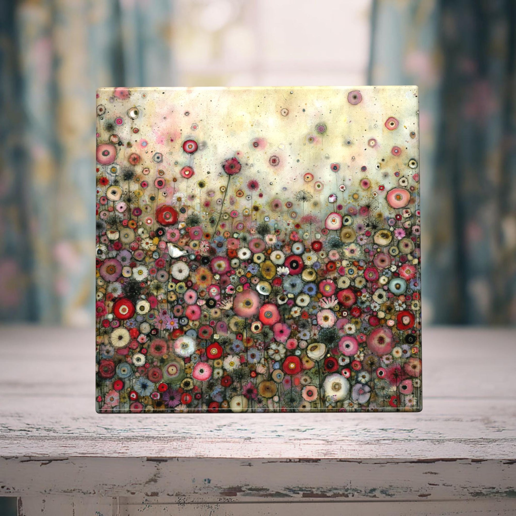 The Overgrown Conservatory | Whimsical Floral Porcelain Tile | Wildflower Field Cottage Decor | Miss Havisham’s Garden Collection
