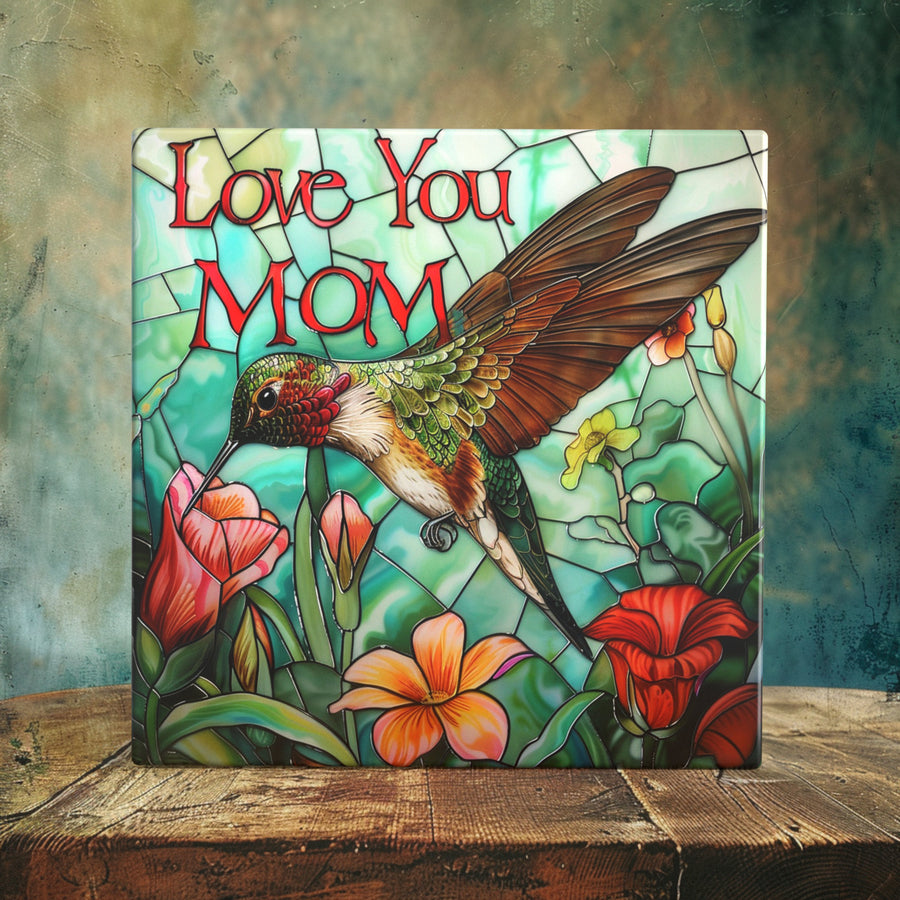 Nature's Melody - Vibrant Hummingbird Mother's Day Art Tile