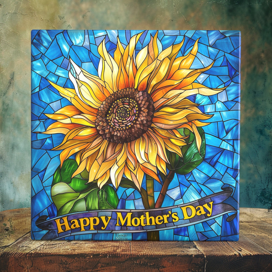 Sunshine Splendor - Faux Stained Glass Sunflower Mother's Day Tribute Tile