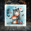 Kitty Cuddle: Halloween Delight Artwork on Porcelain Tile - 6” & 4” | Dual Finish