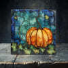 Art Nouveau Pumpkin Magic: Stained Glass-Inspired Porcelain Tile Art for Fall Decor