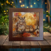 Majestic Owls Porcelain Tile Art - Autumn Moonlit Scene for Nature Lovers