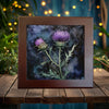 Vivid Thistle Porcelain Tile Art - Elegant Botanical Decor for Your Home