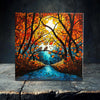 Enchanted Autumn Forest Porcelain Tile Art - Stunning Seasonal Decor for Your Home