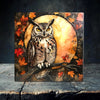 Autumn Moon Owl Porcelain Tile Art - Striking Wildlife Decor for Nature Lovers