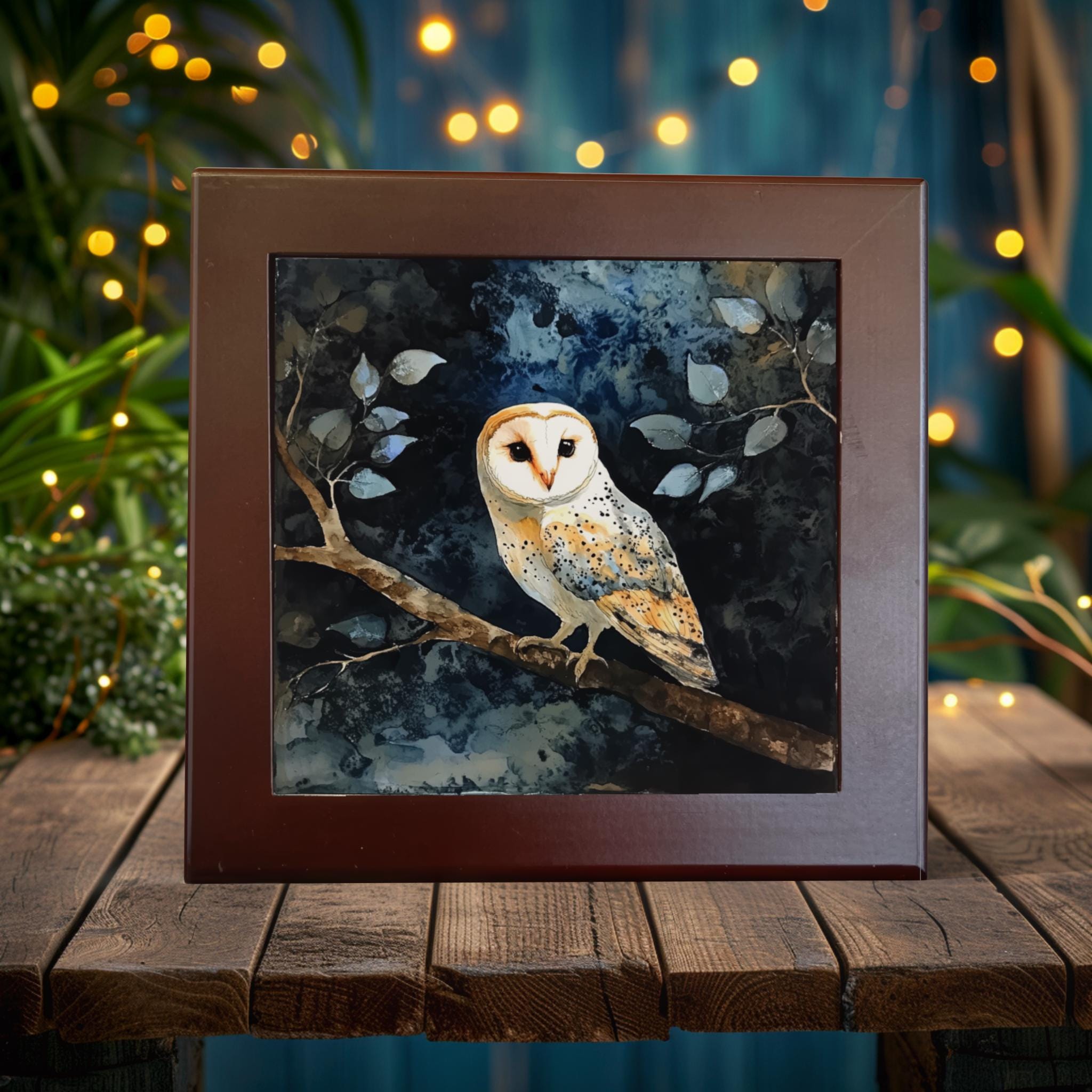 Elegant Barn Owl Porcelain Tile Art - Serene Wildlife Decor for Your Home