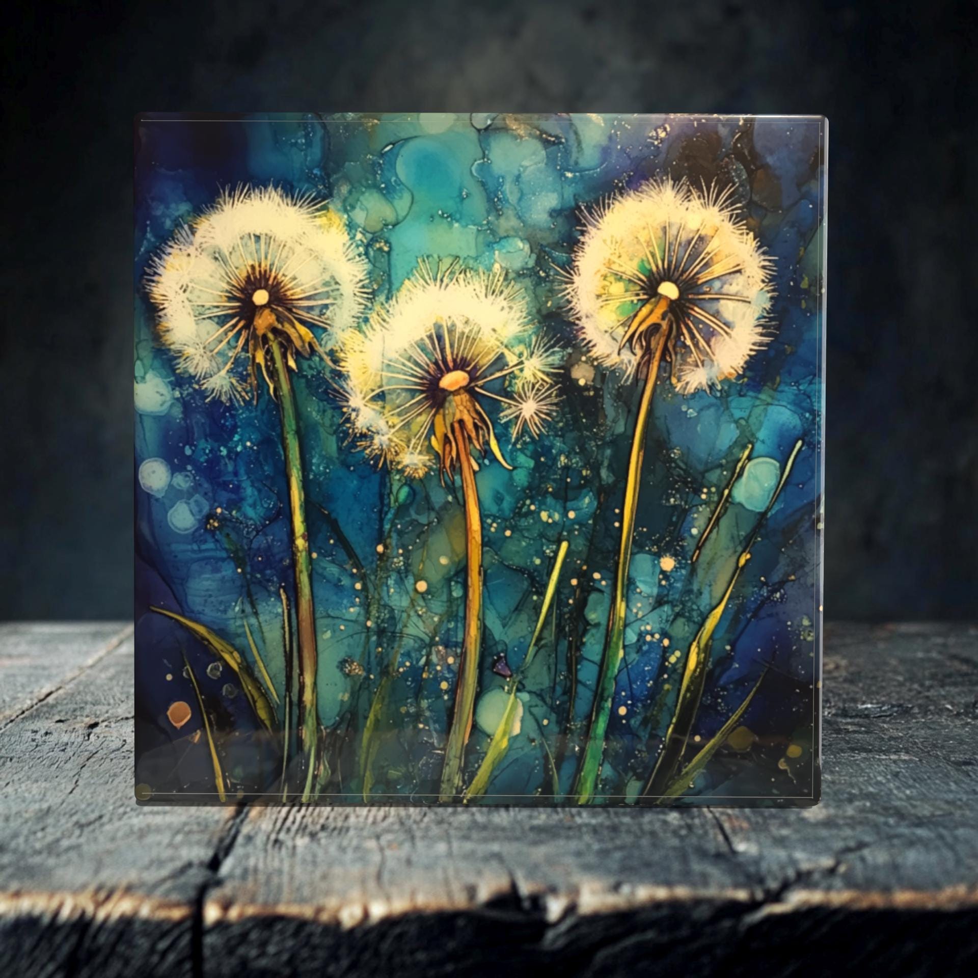 Dreamy Dandelions Porcelain Tile Art - Whimsical Floral Decor for Your Home