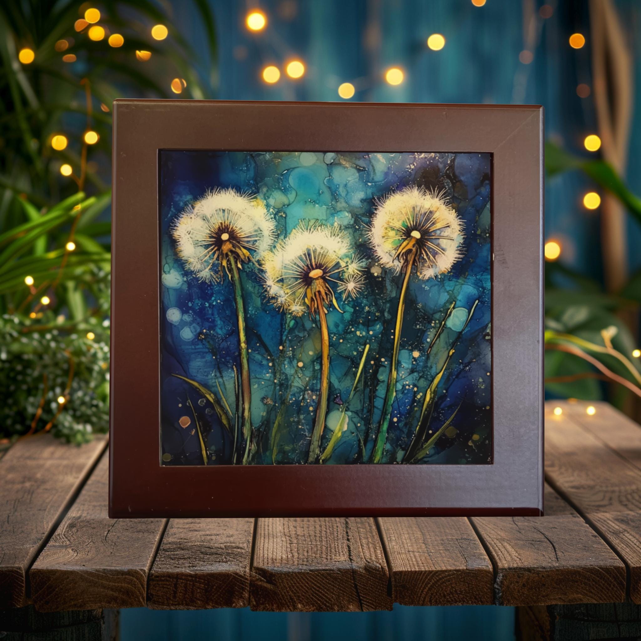 Dreamy Dandelions Porcelain Tile Art - Whimsical Floral Decor for Your Home