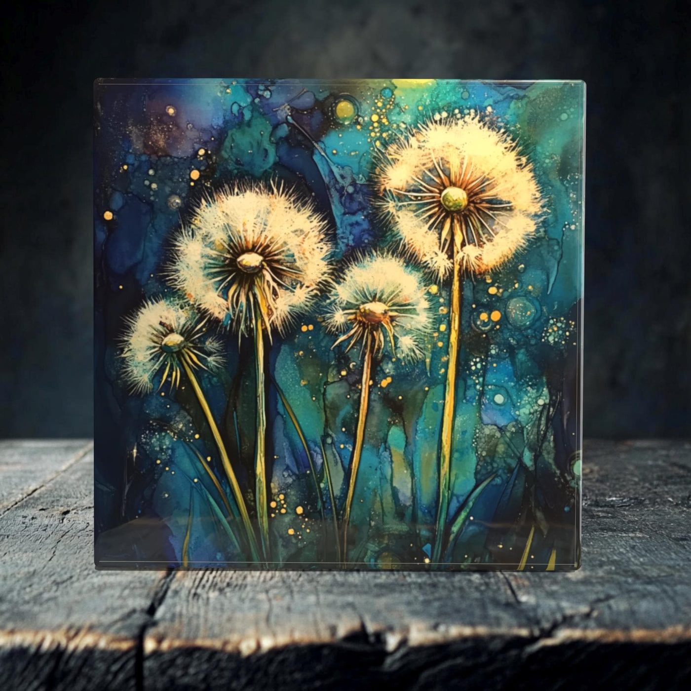 Magical Dandelions Porcelain Tile Art - Enchanting Floral Decor for Your Home