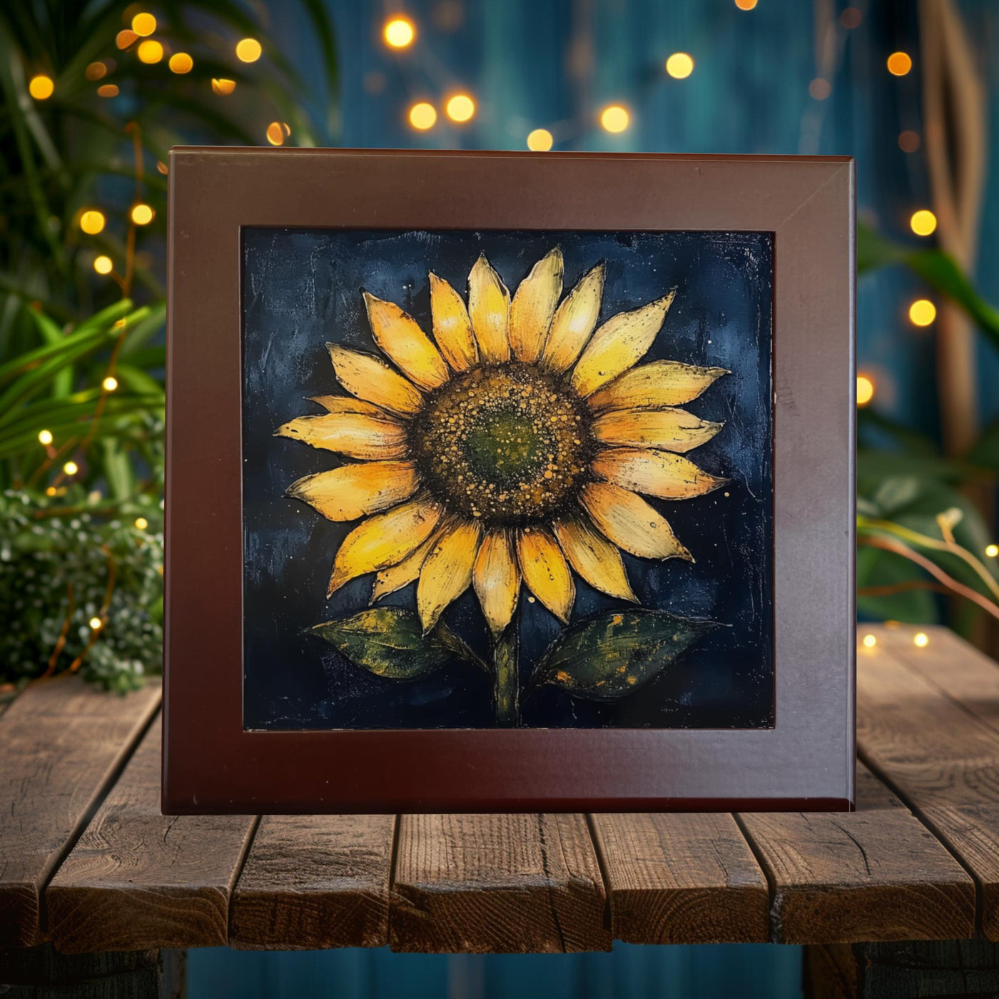 Radiant Sunflower Porcelain Tile Art - Bold Floral Decor for Your Home