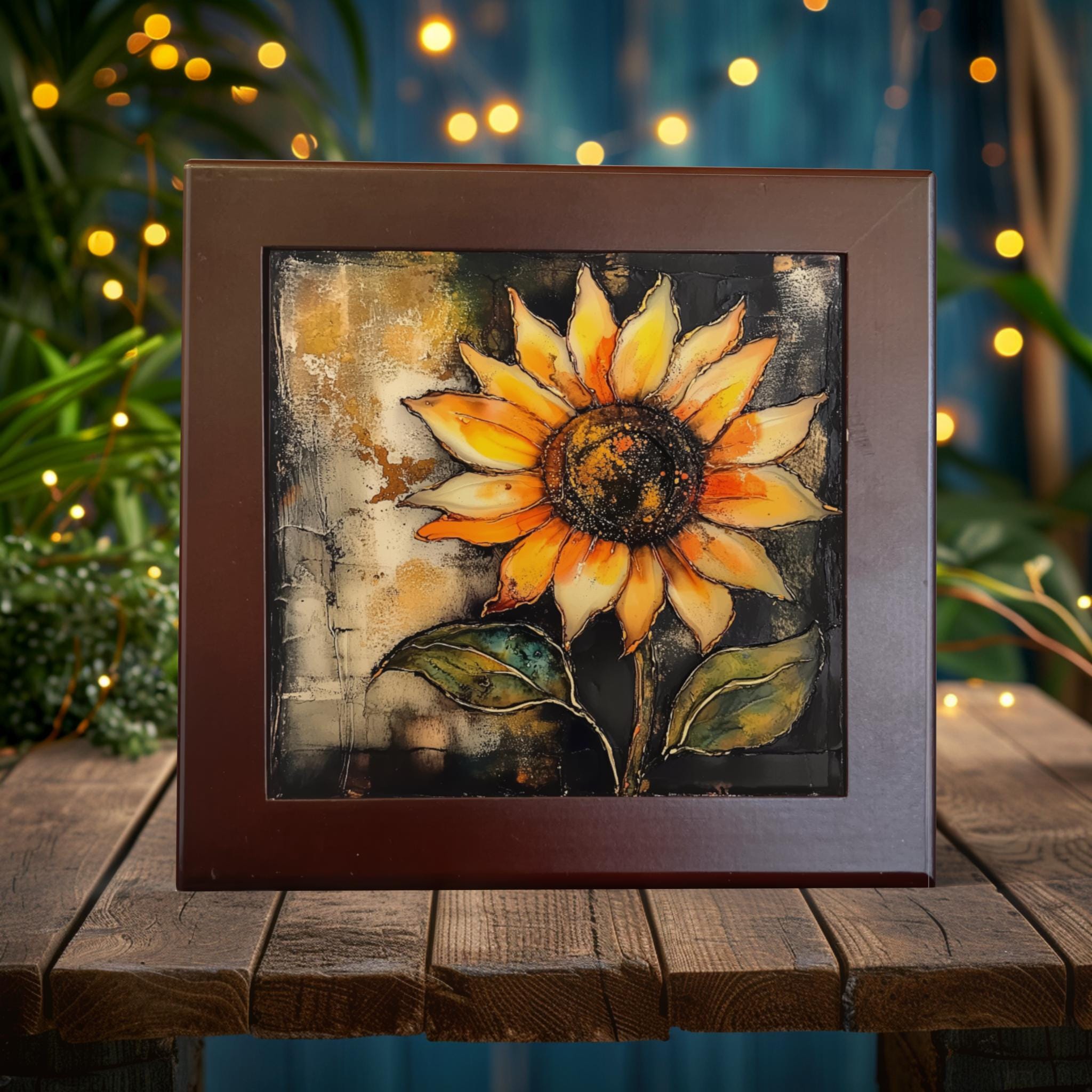 Sunlit Sunflower Porcelain Tile Art - Vibrant Floral Decor for Your Home