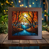 Enchanted Autumn Forest Porcelain Tile Art - Stunning Seasonal Decor for Your Home